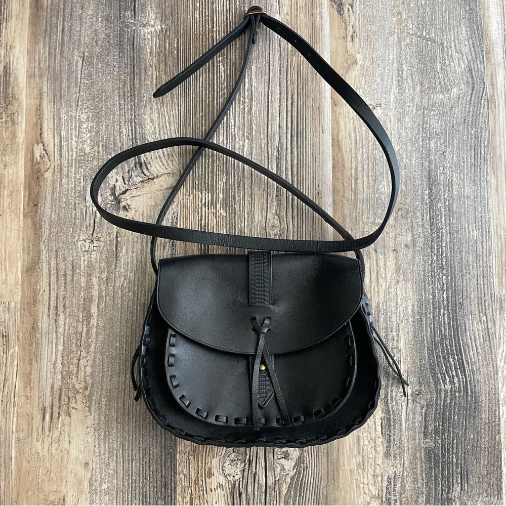 Madewell Asheville Black 100% Leather Crossbody Saddlebag Bag Purse Handbag